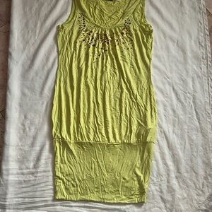 Venus Yellow Sleeveless Dress with Beaded Detail